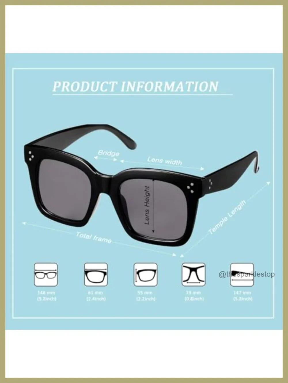 6 Pairs Oversized Sunglasses Retro Square Frame Flat Lens with Glass Cloths